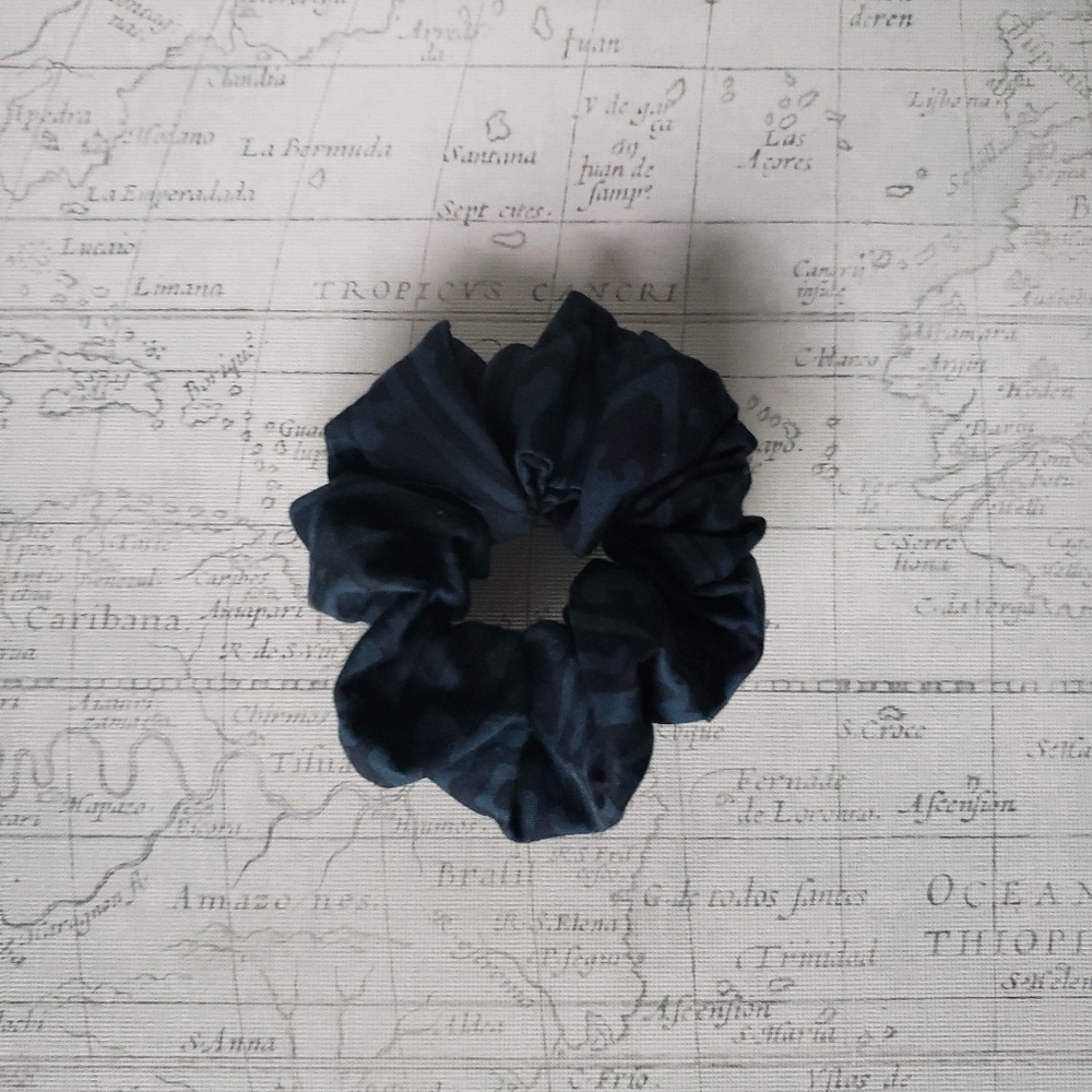 Black and Teal Batik Scrunchie